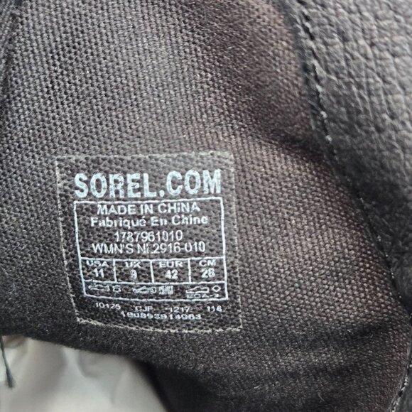 Sorel Lolla Ankle Boots 11 Black Leather Pull On Western Casual Low Heel Booties - Picture 8 of 12